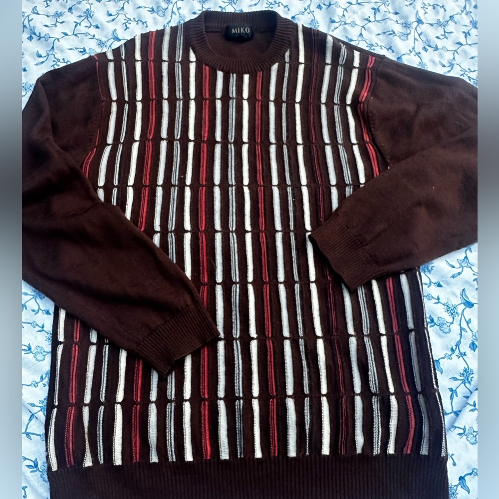 Men’s 90s style Brown Wool Blend Sweater